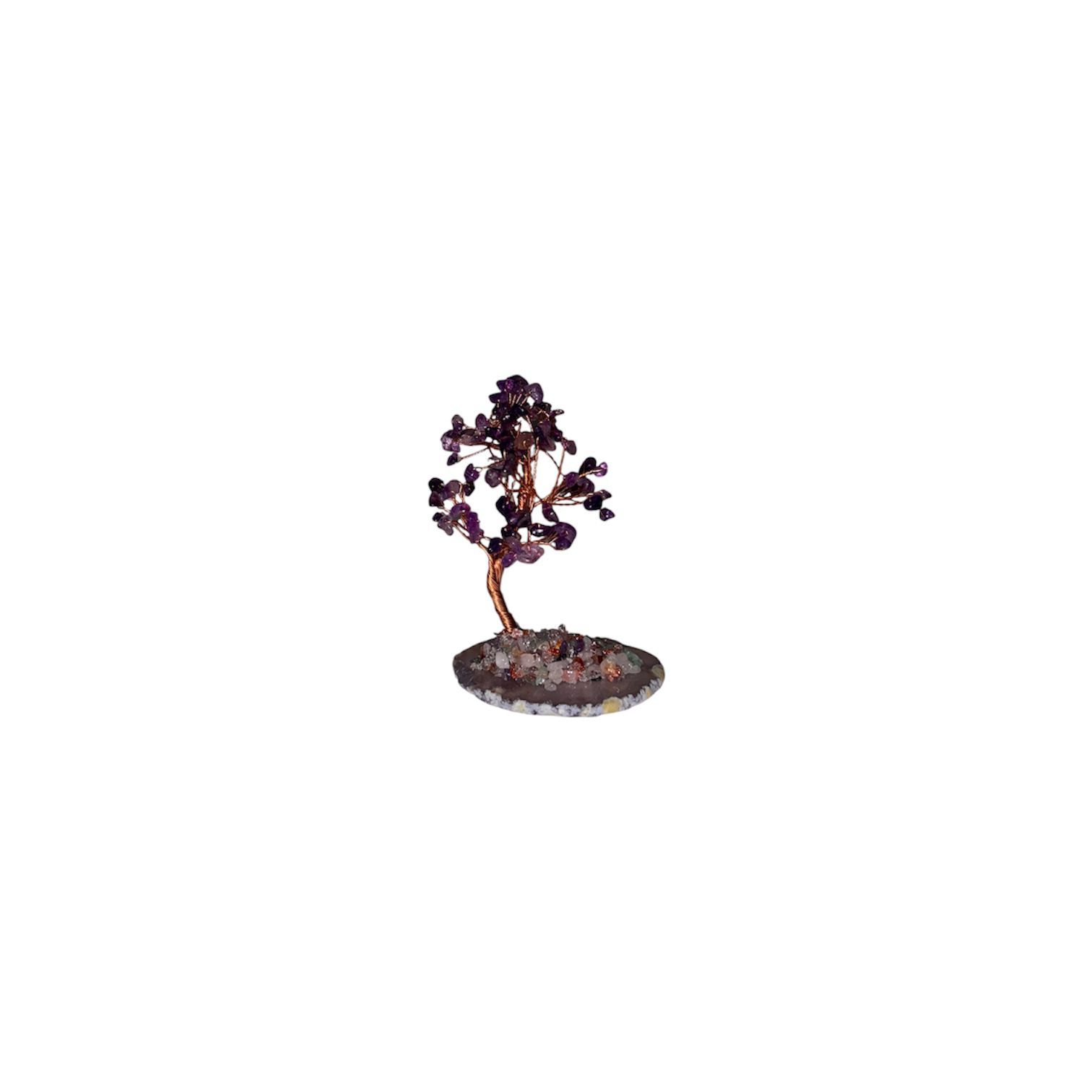 Arbol de la Felicidad Amatista con Base de Ágata (12 cm)