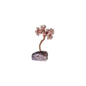 Árbol de la Felicidad Cuarzo Rosa con Base de Amatista (14 cm)
