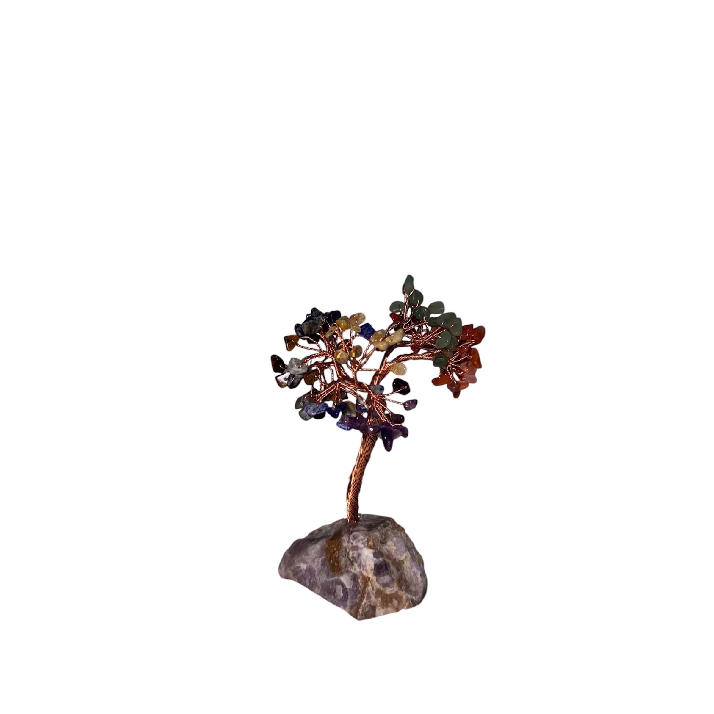 Árbol de la Felicidad 7 Chakras con Base de Amatista (14 cm)