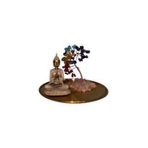 Árbol 7 Chakras con Base de Cuarzo Rosado Y Buda