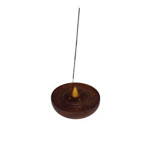 Porta Incienso Redondo de Madera Liso (13 cm)