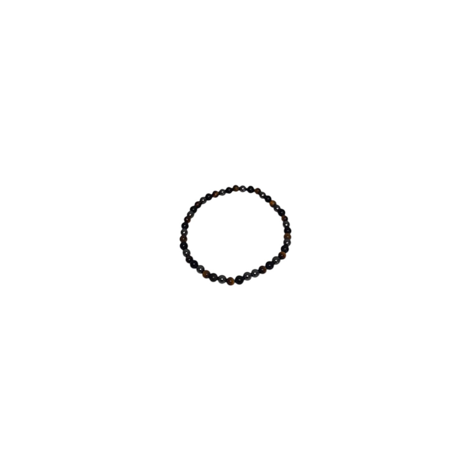 Pulsera de Obsidiana Negra, Hematita y Ojo de Tigre (4 mm)