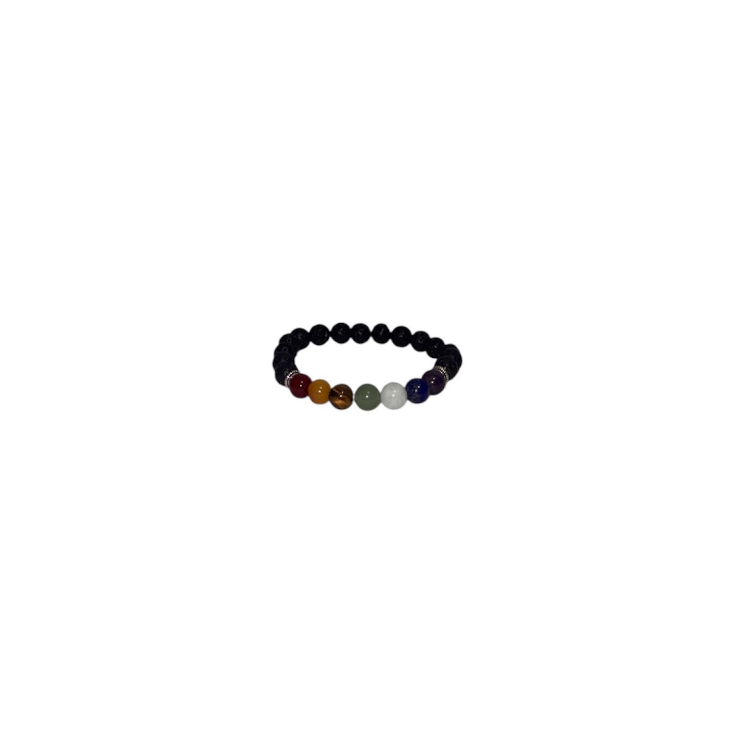 Pulsera de Piedra de Lava de los 7 chakras (8 mm)