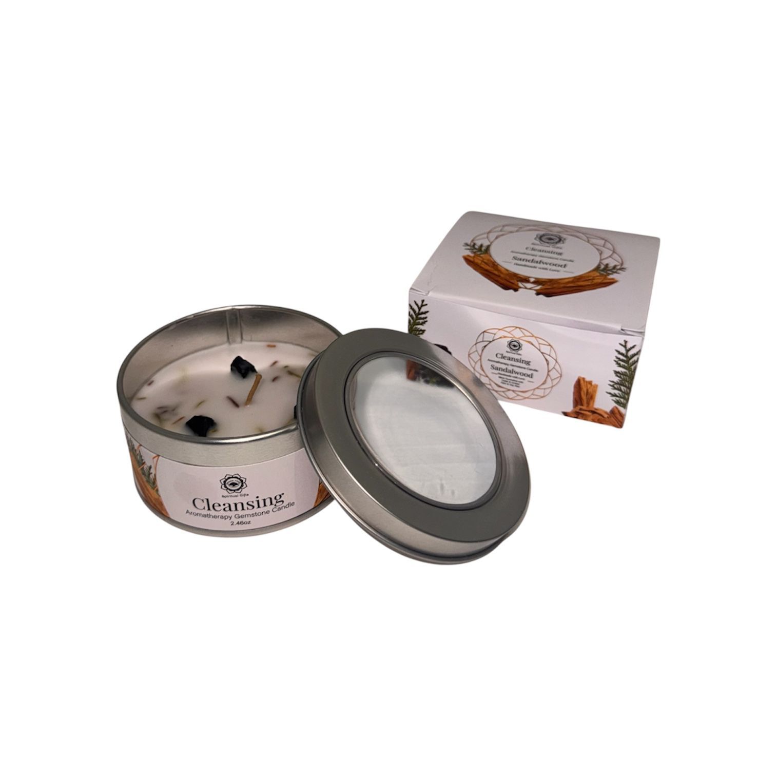 Vela Aromática de Sándalo con Cristal Turmalina