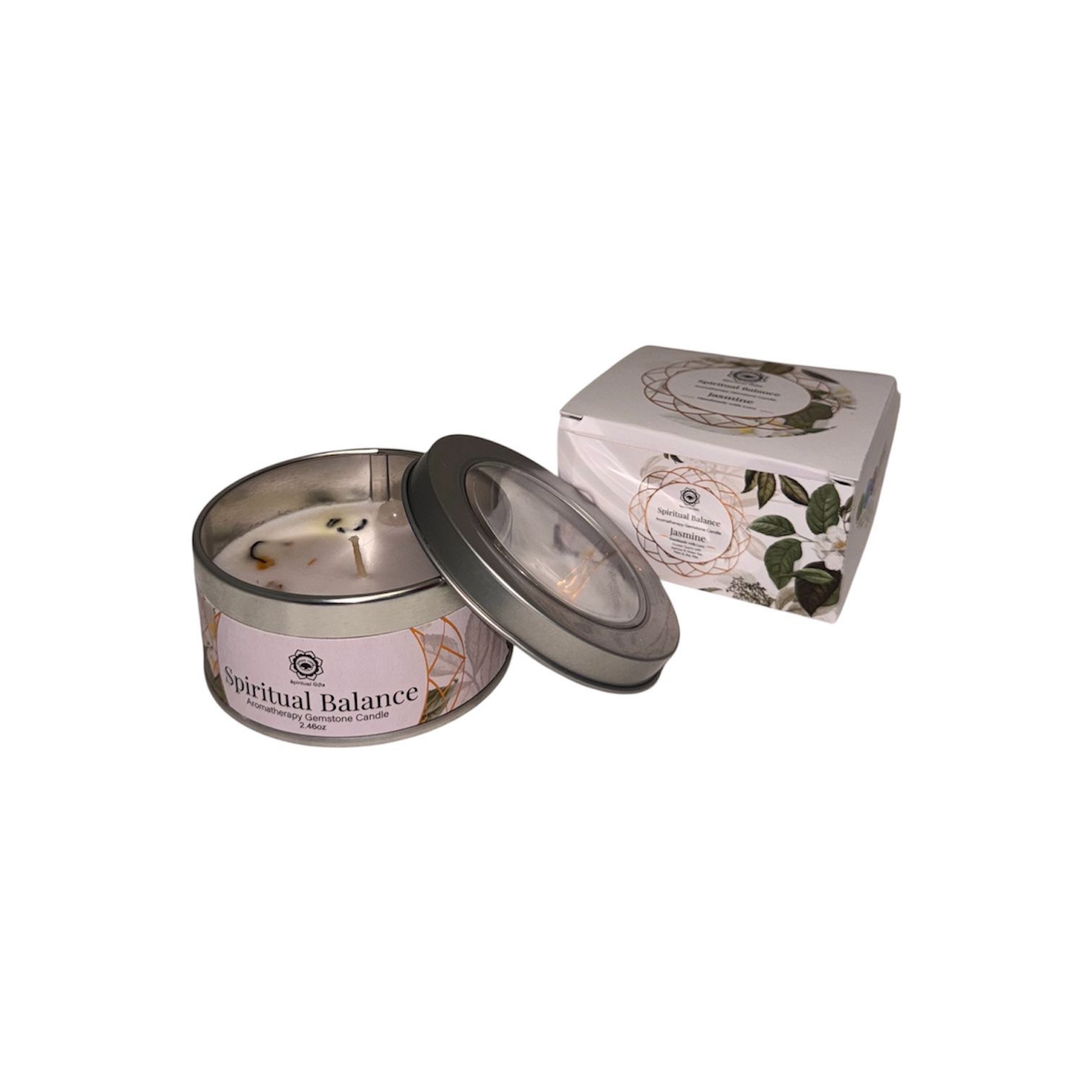 Vela Aromática de Jazmín con Cristal de Roche